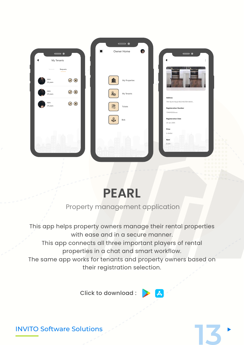 Pearl property management app portfolio page